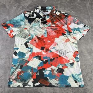 YATTA Golf Polo Shirt Mens XXL Multicolor Geometric Stretch Wicking UPF 40‎ New